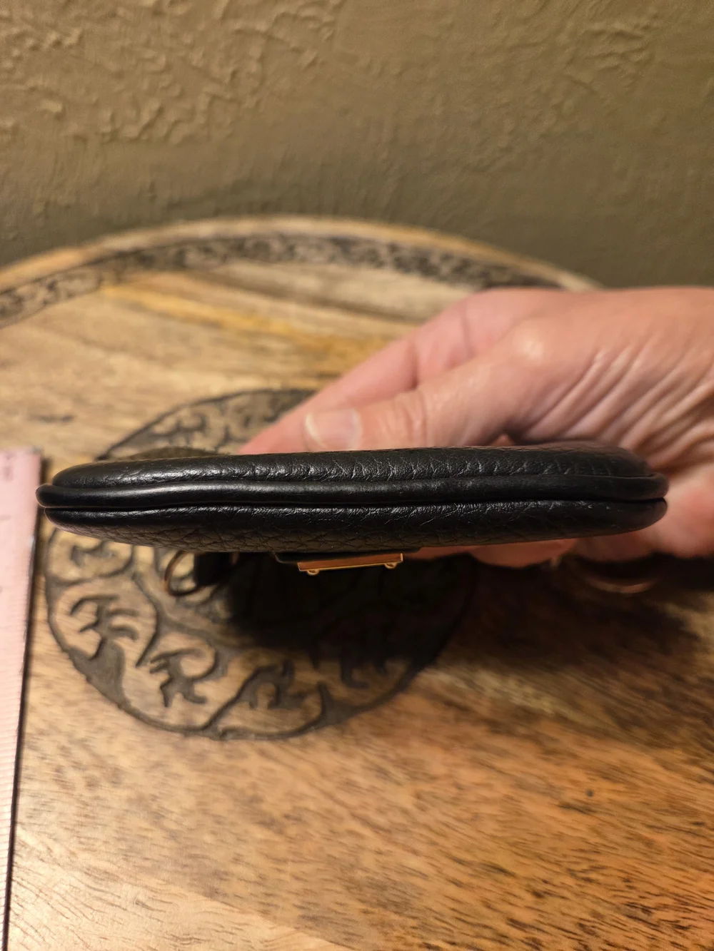 Dooney & Bourke Black Leather Zip Coin Pouch w/ keychain inside.